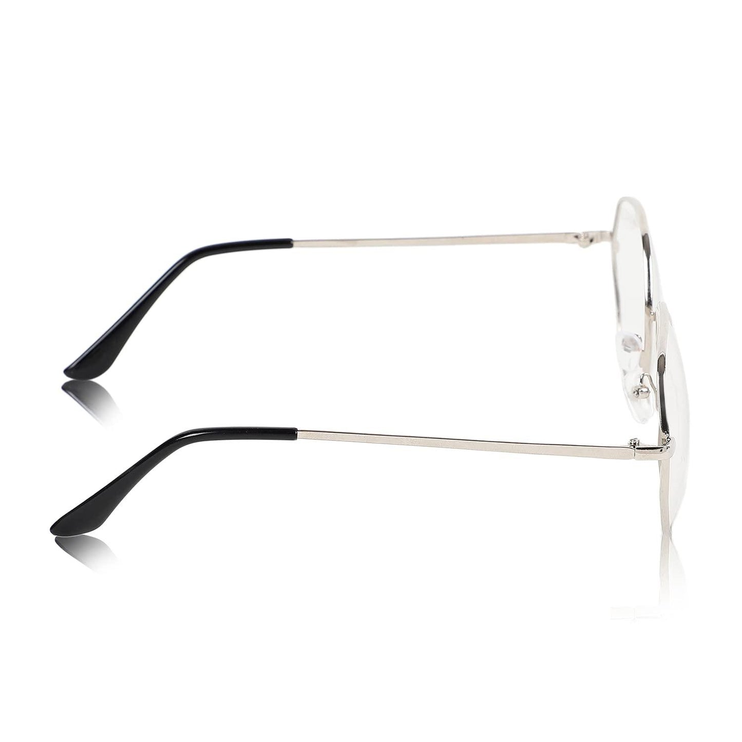 Unisex Clear Silver Round Sunglass